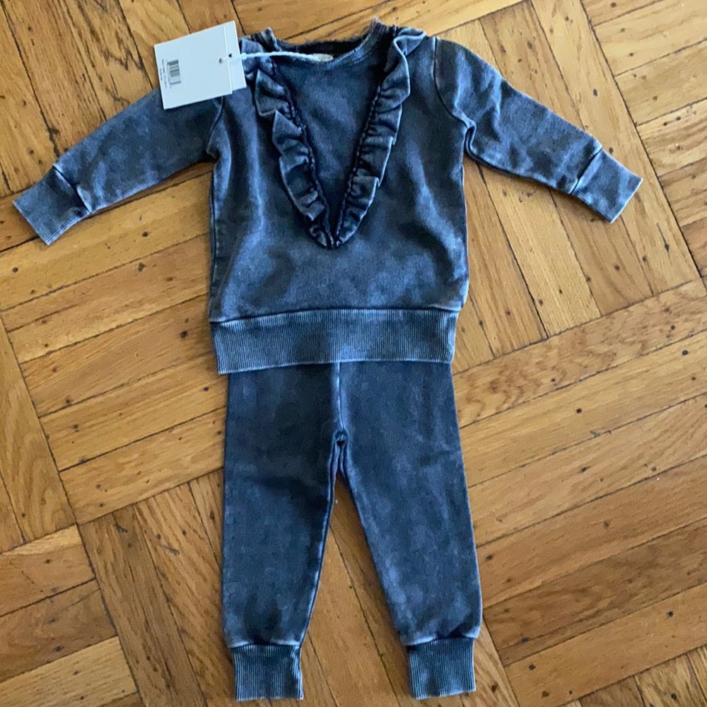 Analogie black wash denim girls set size 12m